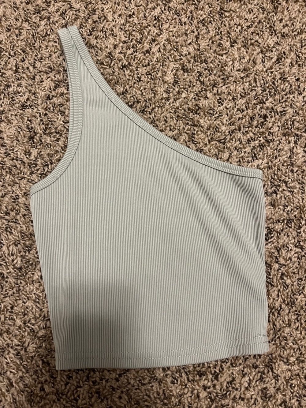 One-Shoulder Ribbed Tank Top in Sage Green